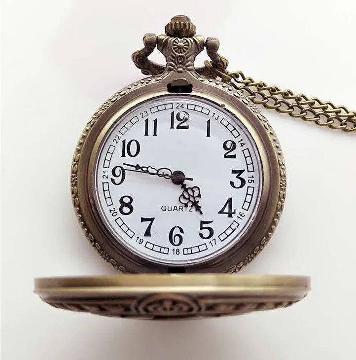 Bronze United States Coast Guard 1790 pocket watch with chain on light background