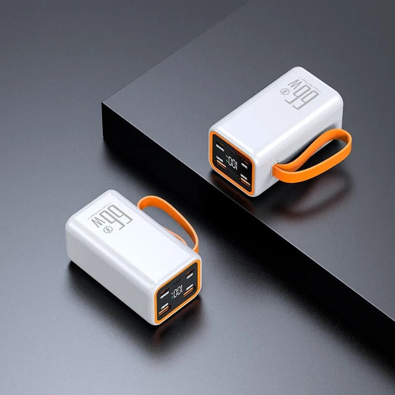 Black and white PD66W fast charge 20000 mAh portable power bank