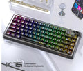 Attack Shark K75 RGB wireless mechanical keyboard with transparent black case showing RGB lighting and compact 75% layout