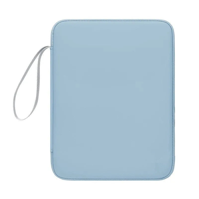 Imitation leather tablet protective case with carrying handle in light grey colour