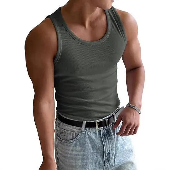 Men's tight-fitting round neck fitness T-shirt in polyester with wool lining for summer sports