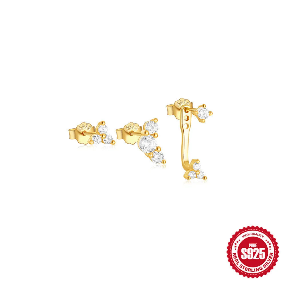 S925 sterling silver geometric zircon tassel earring set in four colour variants