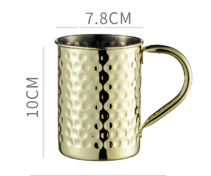 Stainless steel Moscow Mule cup with copper-plated finish in silver, gold, rose gold or black colour options