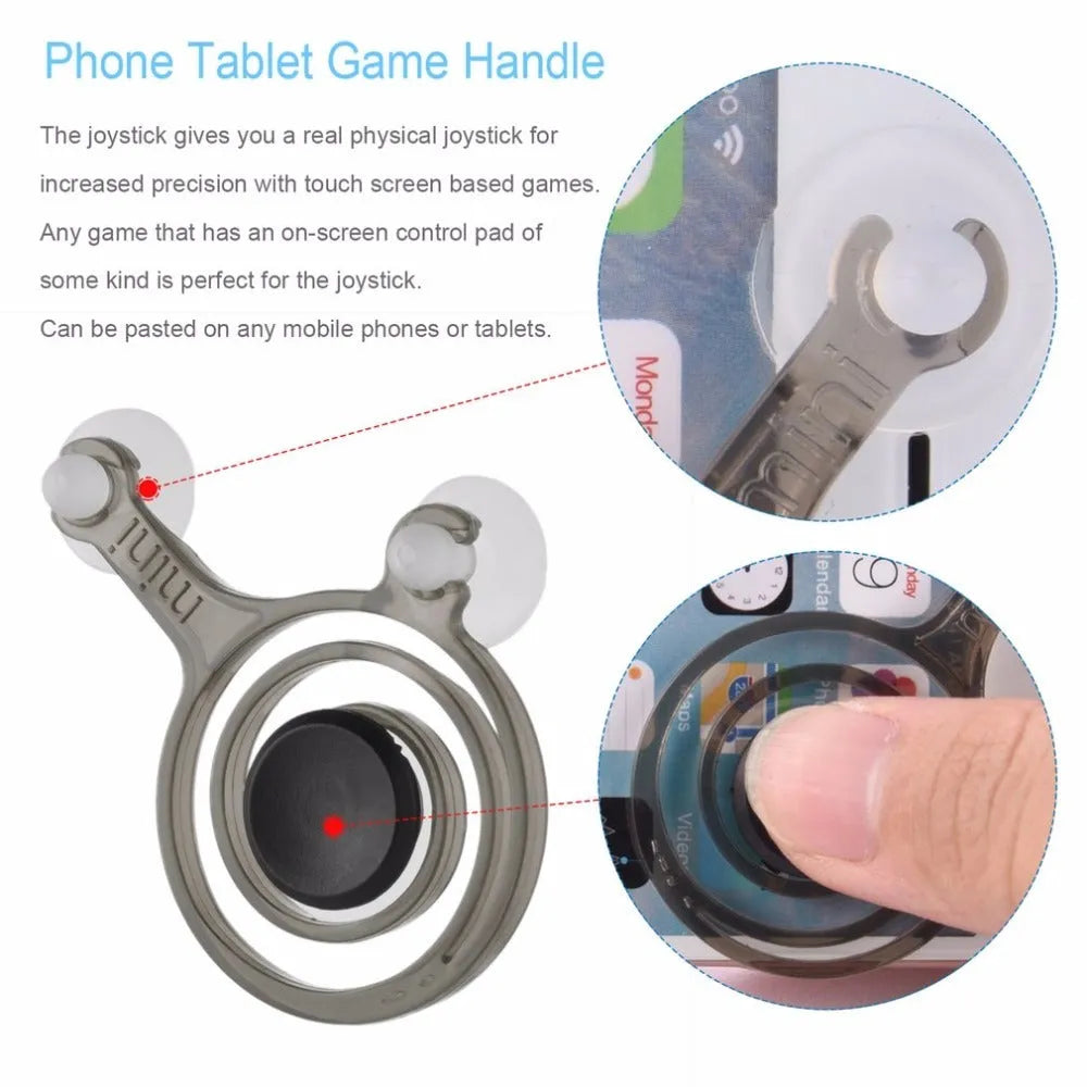 Pair of clear plastic mini joysticks with coloured bases for mobile phone and tablet gaming.