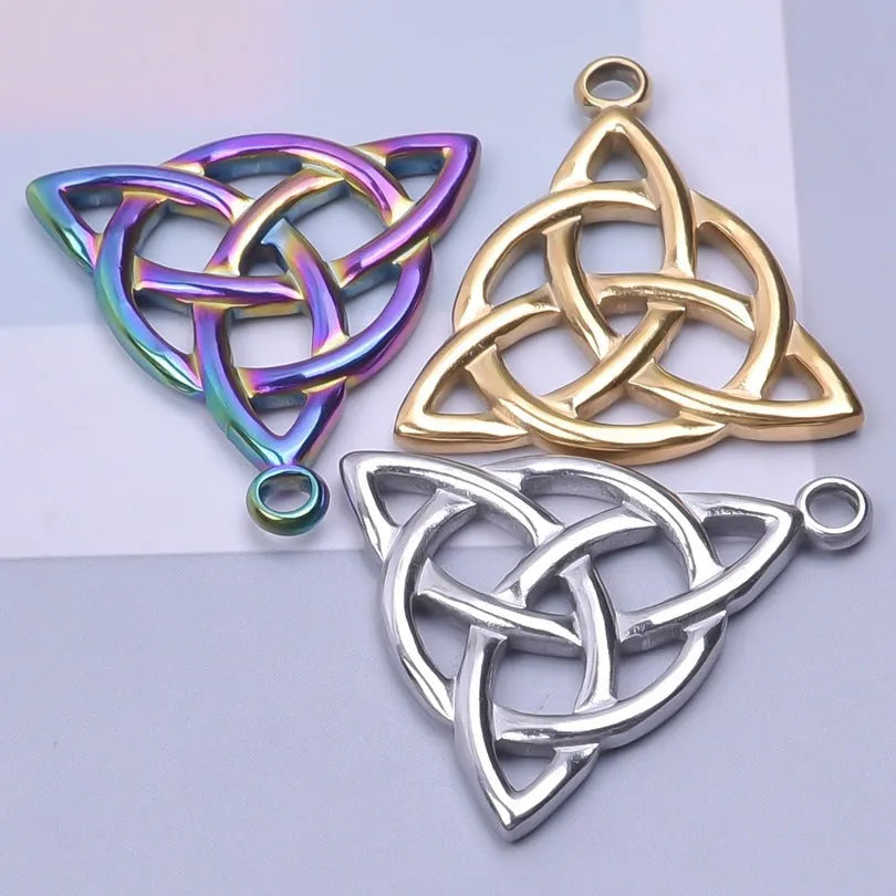 Stainless steel wave-shaped pendant necklace with Eight Awn star motif, electroplated steel colour finish