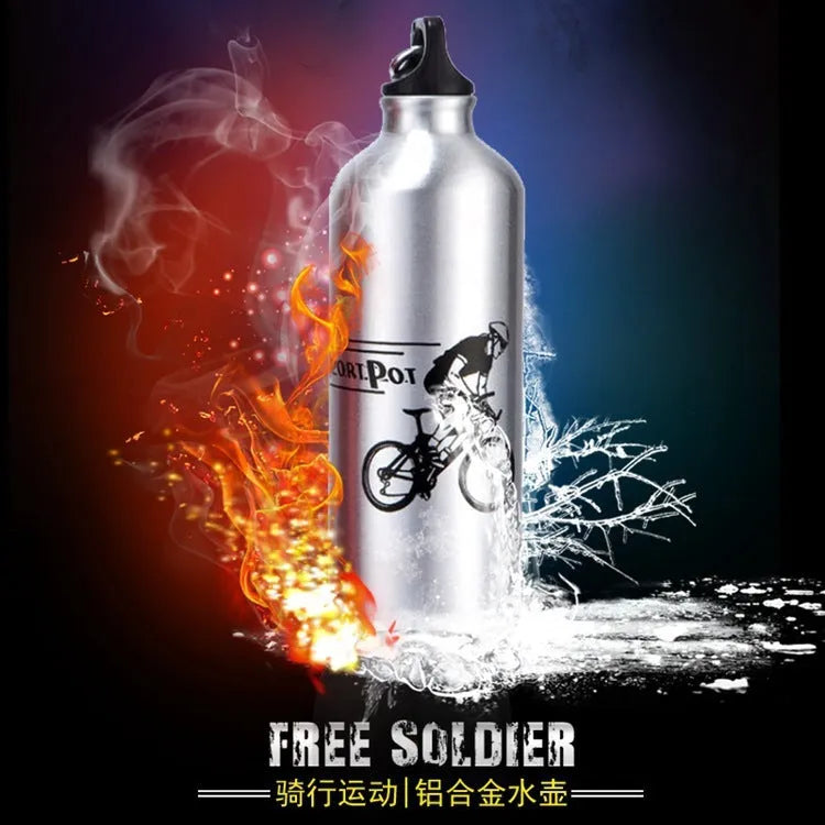 500ml aluminium alloy sports kettle, 19cm x 7.3cm metal water bottle in Black, Blue, Red, Silver, or Yellow