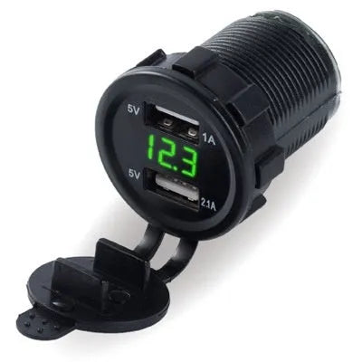 Snap-on waterproof motorcycle USB fast car charger with blue light indicator