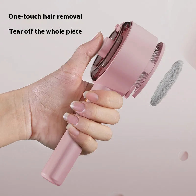 Ceramic white pet grooming comb with UVC light, spray mist tank, and soft needles for dog and cat hair removal.