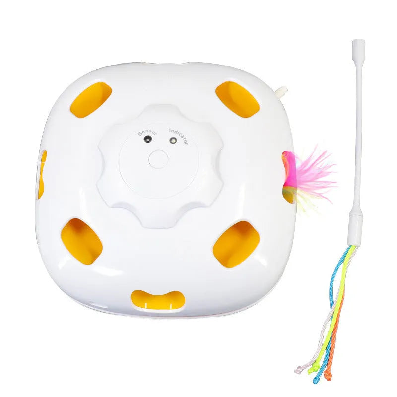 Automatic self-play cat teaser toy in picture colour, plastic construction.
