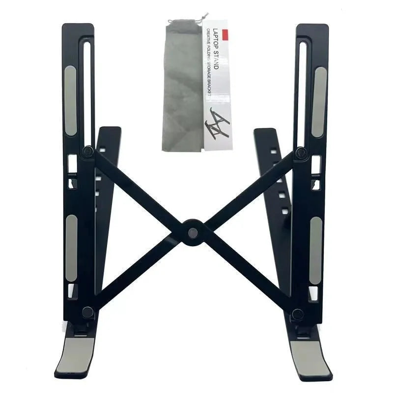 Three-fork aluminium alloy laptop stand in silver with adjustable lifting design for heat dissipation