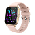 W10 smartwatch in silver on wrist showing heart rate display on its curved touch screen.
