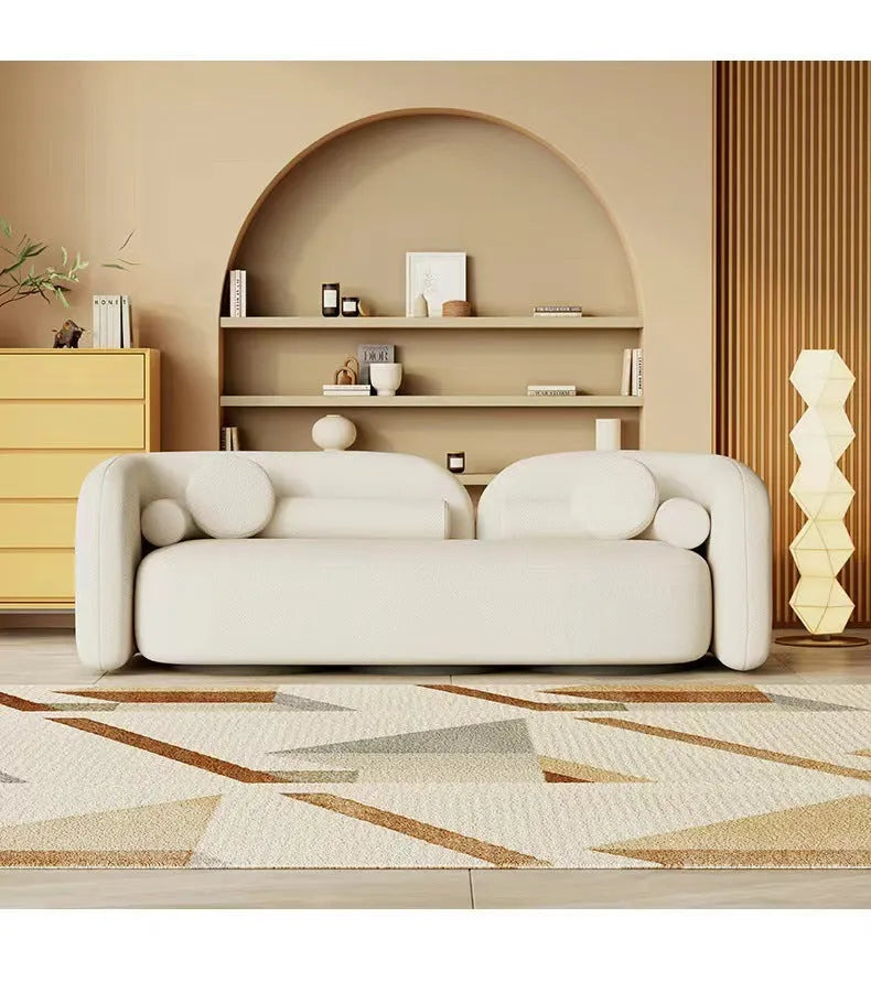 Nordic U-shaped sofa combination in flannel fabric, 170cm and 210cm sofas, 69cm seat depth