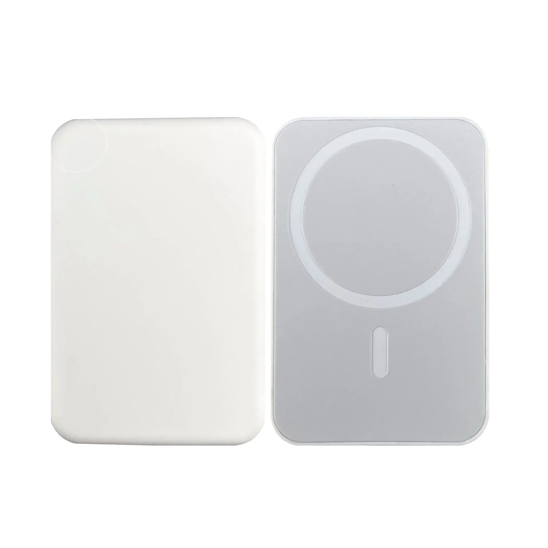 White magnetic wireless charger power bank showing compact dimensions and creative design