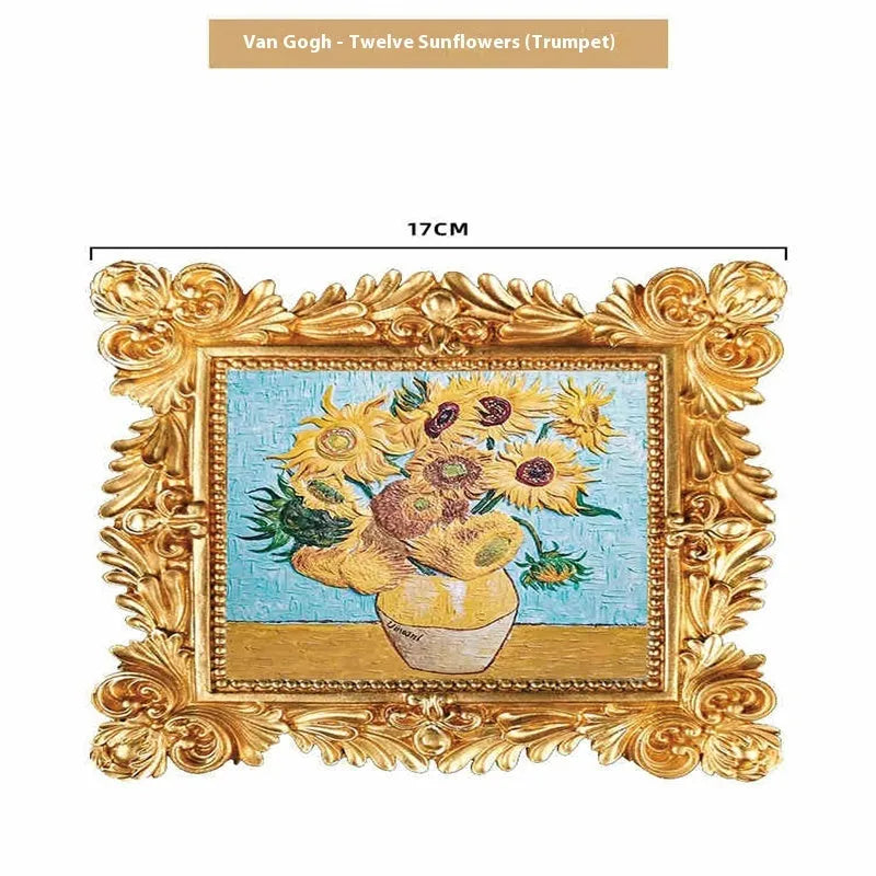 DIY oil painting kit with colour pots, brushes, and a canvas showing Van Gogh's Starry Night design.
