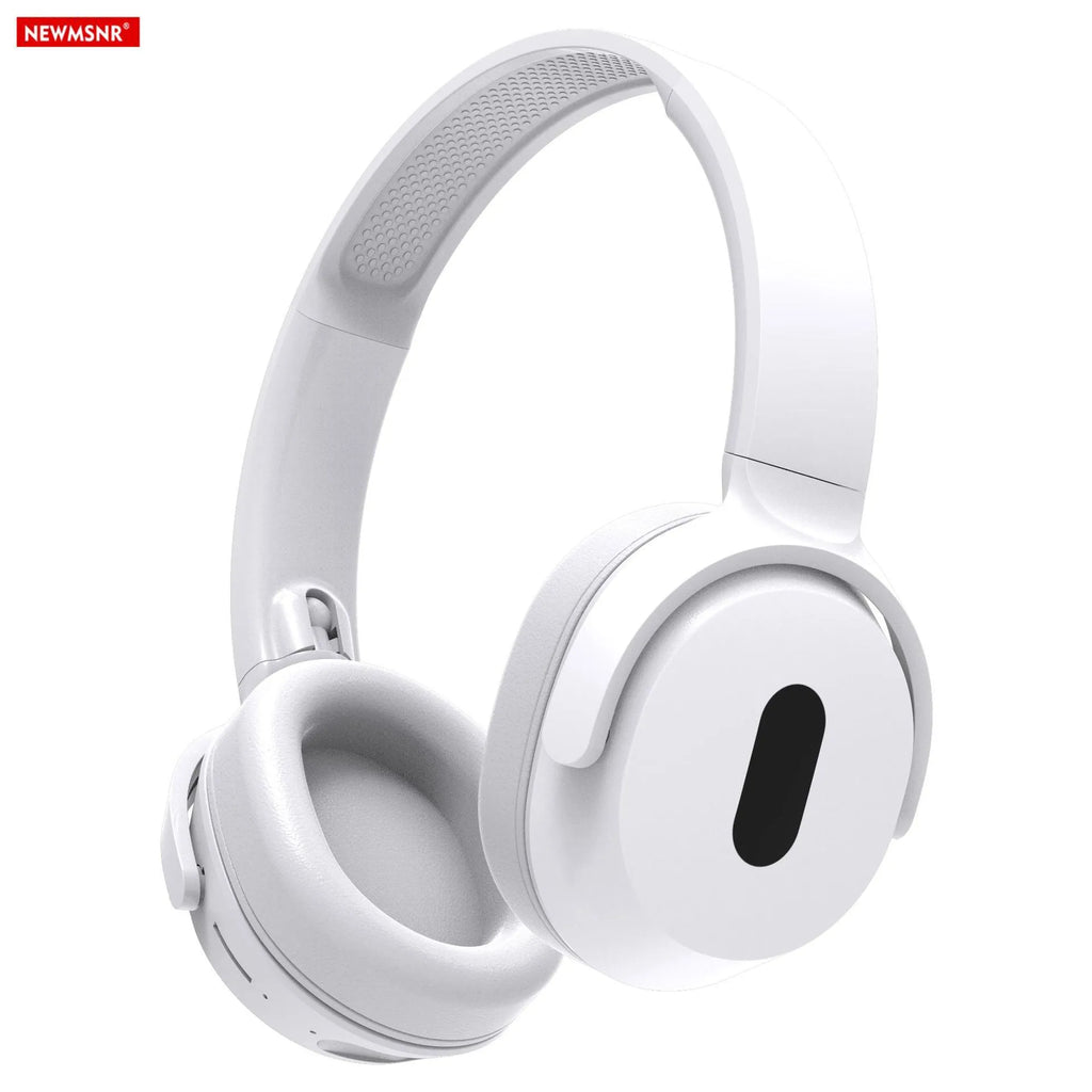 Foldable wireless Bluetooth headphones in black with over-ear design and folding hinge for travel storage