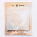 Square planet sticky notes notepad with oil painting designs of celestial bodies including moon and earth patterns