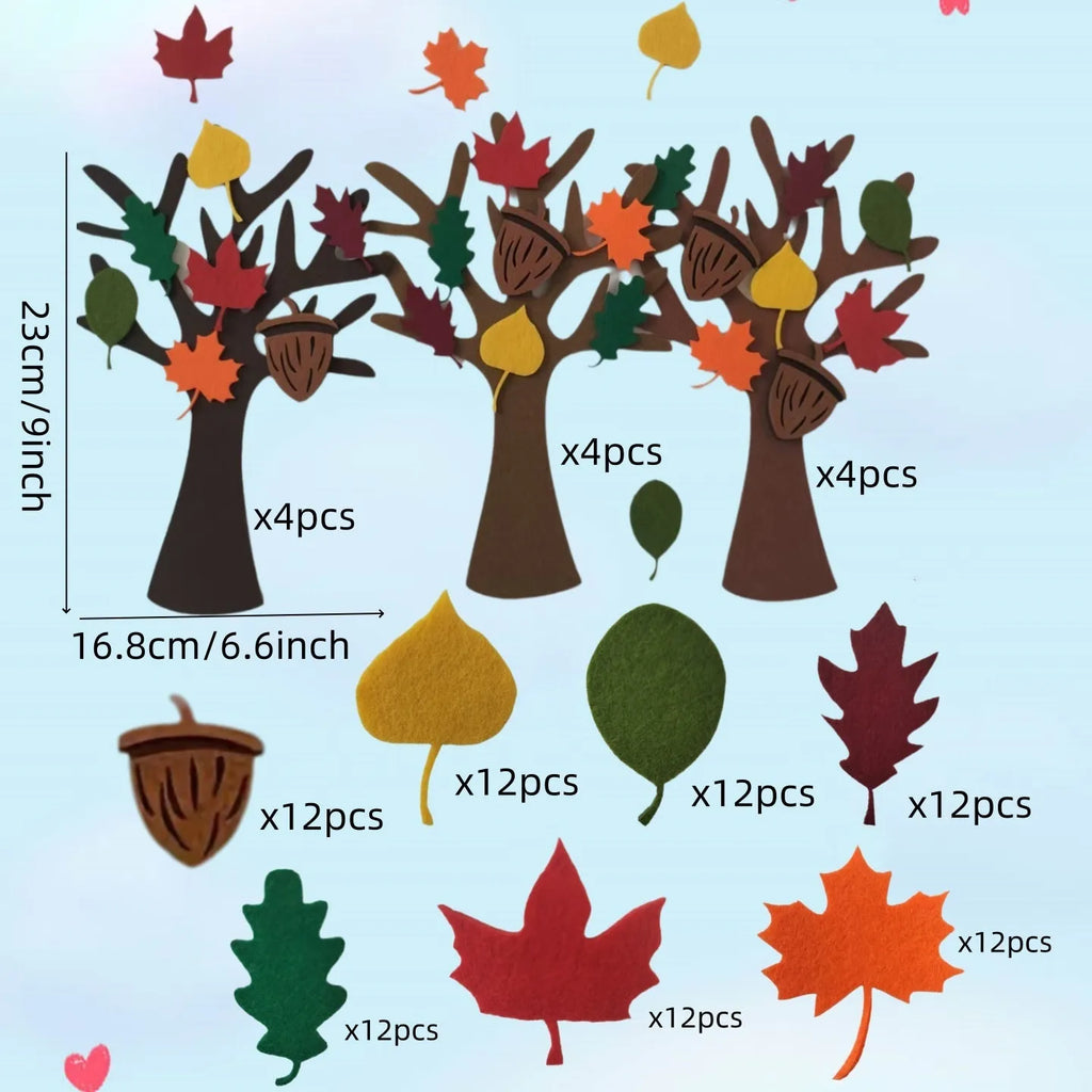 96 PCs felt tree handmade suit children wall hanging outfit with non-woven fabric pieces