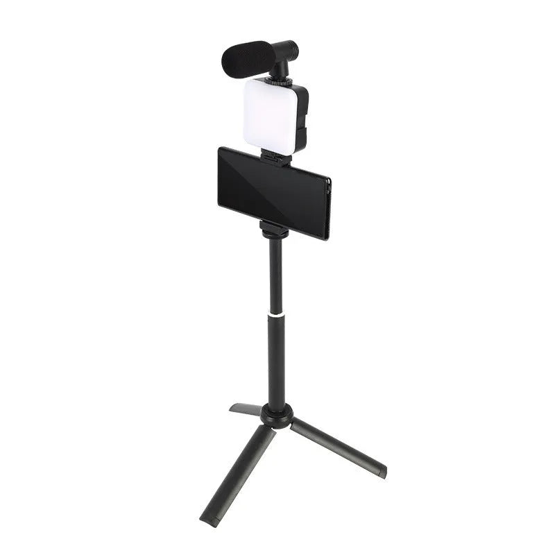LED mini square pocket light tripod flash unit showing compact 7.3x2.8x8.4 cm dimensions and multiple attachment configurations