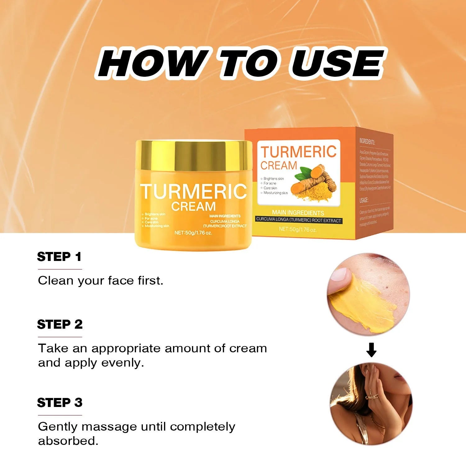 50g jar of brightening hydrating moisturising cream for facial skincare with compact 53mm dimensions