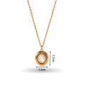 Retro stainless steel necklace with mixed gem inlaid pendant and electroplating finish in five colour options