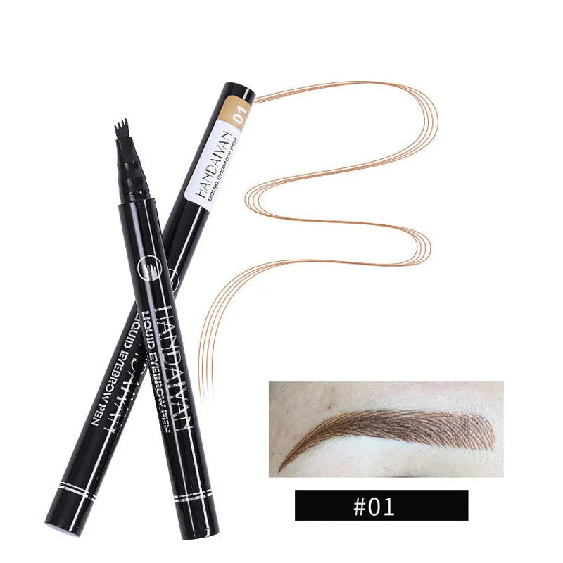 Four-head eyebrow pencil in black with colour options: light coffee, gray coffee, brown, dark brown