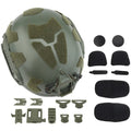 FAST SF full protection tactical helmet in engineering plastic, 27x22.5x16cm, shown in camouflage and black colour options