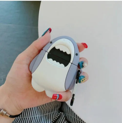 Shark design silicone protective cover for Apple AirPods 1 and 2 wireless charging case