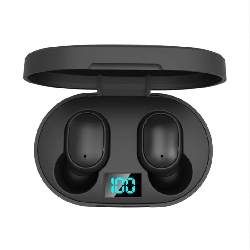 Bluetooth 5.0 TWS A6S earplug headset in black or white with 10 metre range and stereo sound
