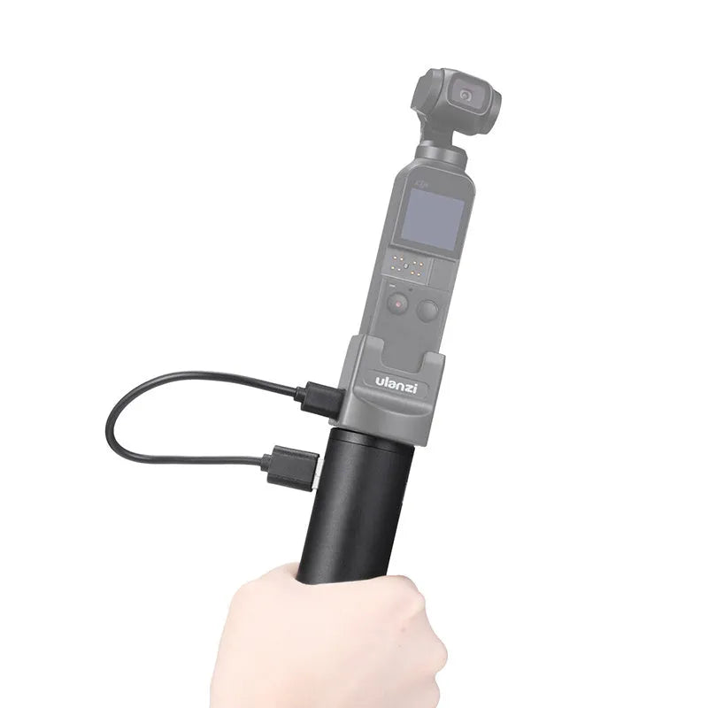 Black aluminium alloy portable power bank charging treasure handle showing size scale.
