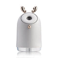 Compact USB humidifier table lamp with 250ml water tank, 145mm height, available in blue colour, sitting on a desk