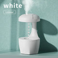 White portable 800ml USB humidifier with anti-gravity cool mist droplet effect for bedroom aromatherapy