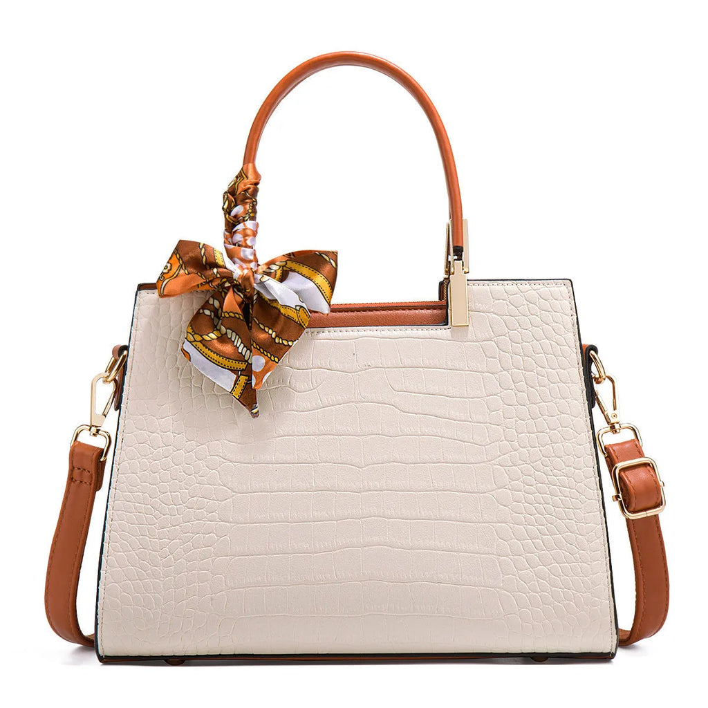 Milk white women's PU shoulder handbag with horizontal square shape and sewing line detail.