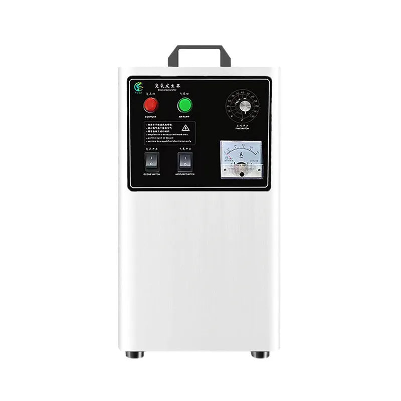 White and stainless steel ozone generator for cleaning fruit and vegetables with 20g per hour output