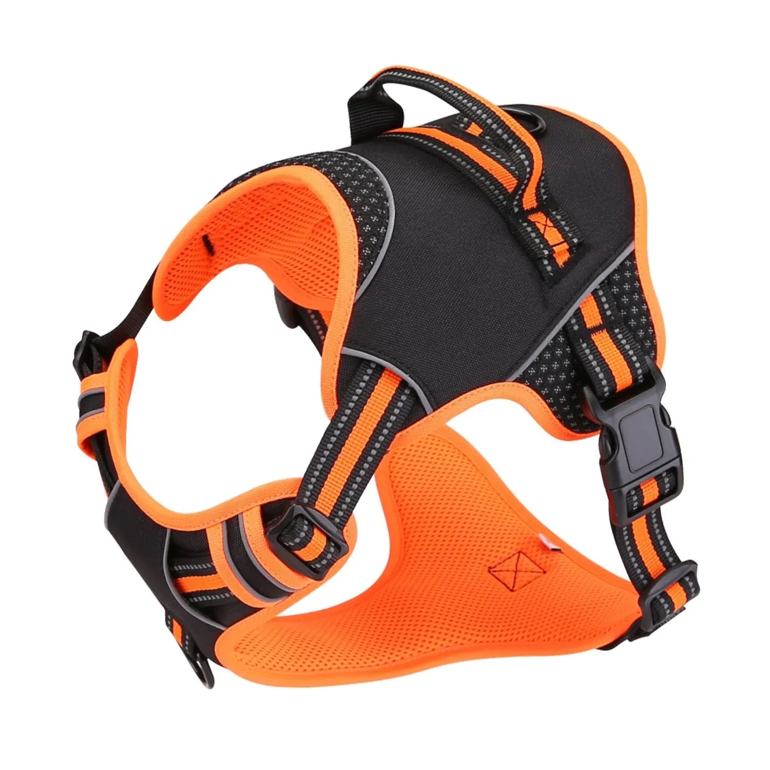 Orange polyester dog harness traction strap with anti-breaking design for outdoor training