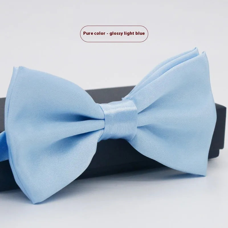 Solid colour flat head polyester bow tie for formal wear and weddings