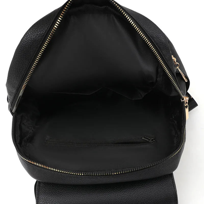 Women's casual backpack in soft PU leather with three-dimensional pockets and street trend styling