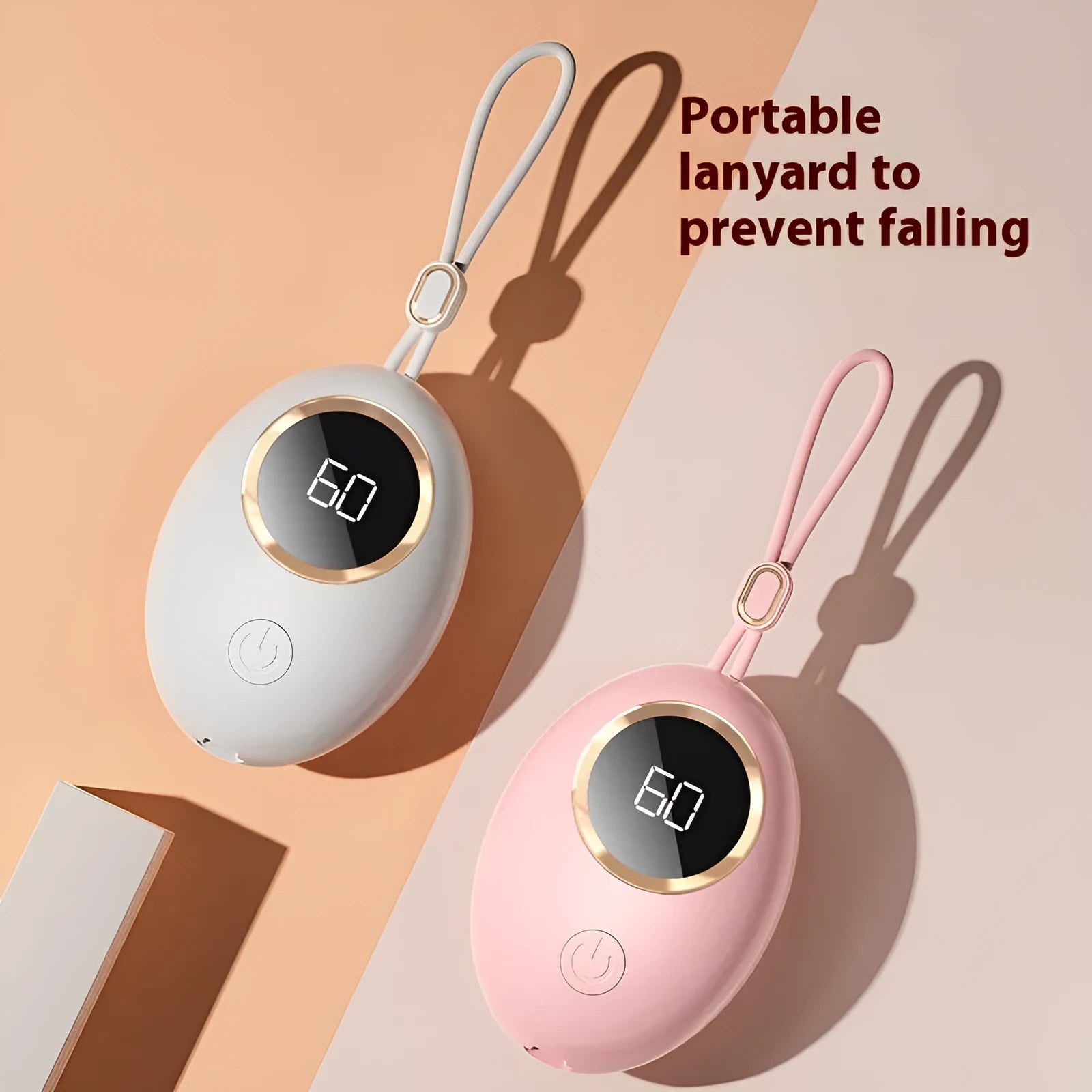 USB rechargeable hand warmer with digital display in multiple colour options.