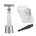 Men's copper manual shaving razor with olive wood handle and aluminium alloy blade holder