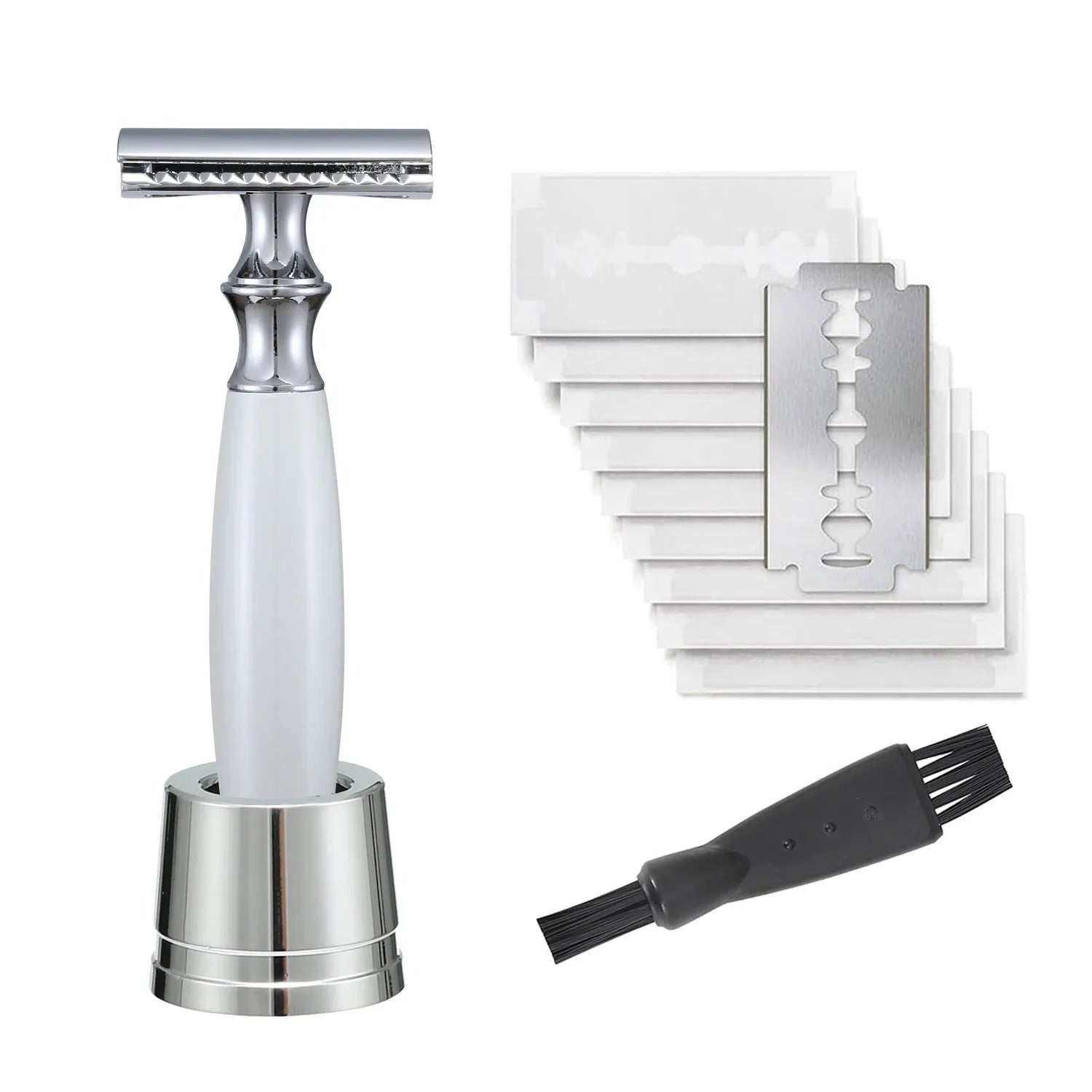 Men's copper manual shaving razor with olive wood handle and aluminium alloy blade holder