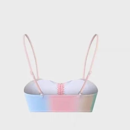Women's lace-up bikini swimsuit with adjustable front in triangle fashion style