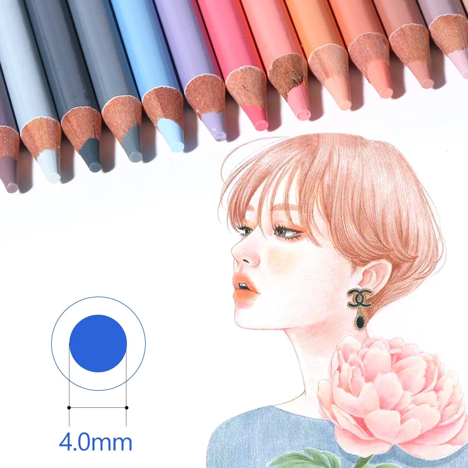 24 skin colour pencils in round metal tin case for portrait drawing art supplies