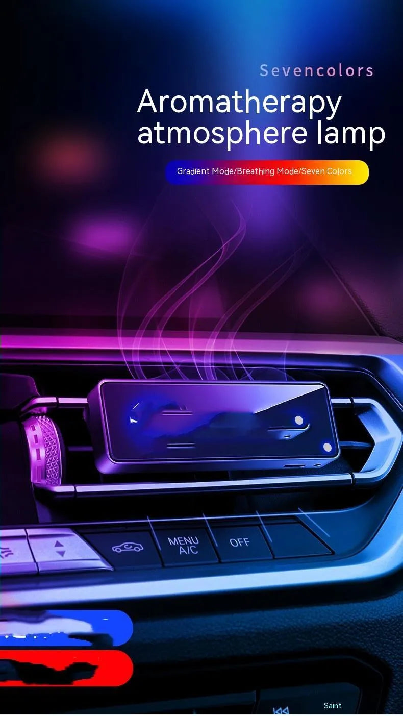 Black car vent clip aromatherapy diffuser with LED light and fragrance sticks