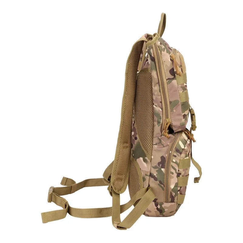 Camouflage pattern tactical cycling water bag with hydration system and storage compartments