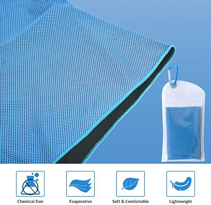 Polyester cooling towel for mountaineering with rounded corners 30x90cm in multiple colours