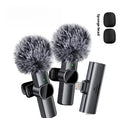 Wireless neckline clip microphone with sponge wind cover and multiple connection interfaces