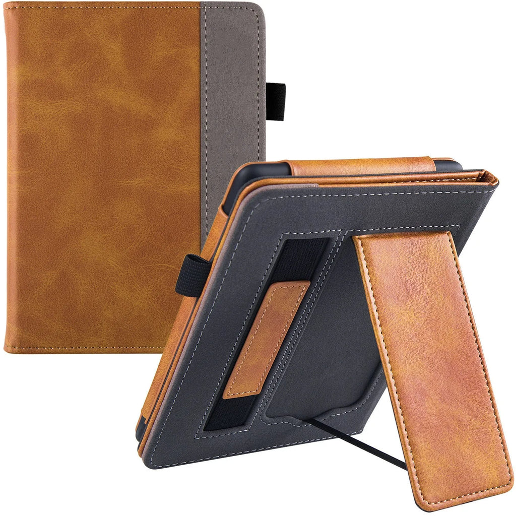 Kindle Paperwhite 11 leather case with wrist splint bracket in various colour options