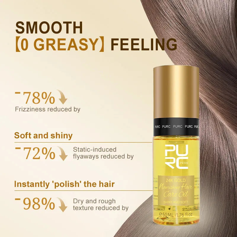 50ml yellow essential hair oil bottle for curly hair and chemical damage repair