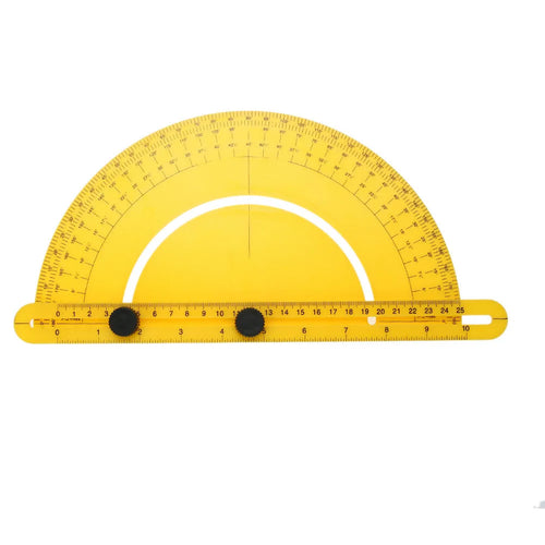 Plastic carpentry angle ruler with 180-degree scale and measurement markings for woodworking and tiling