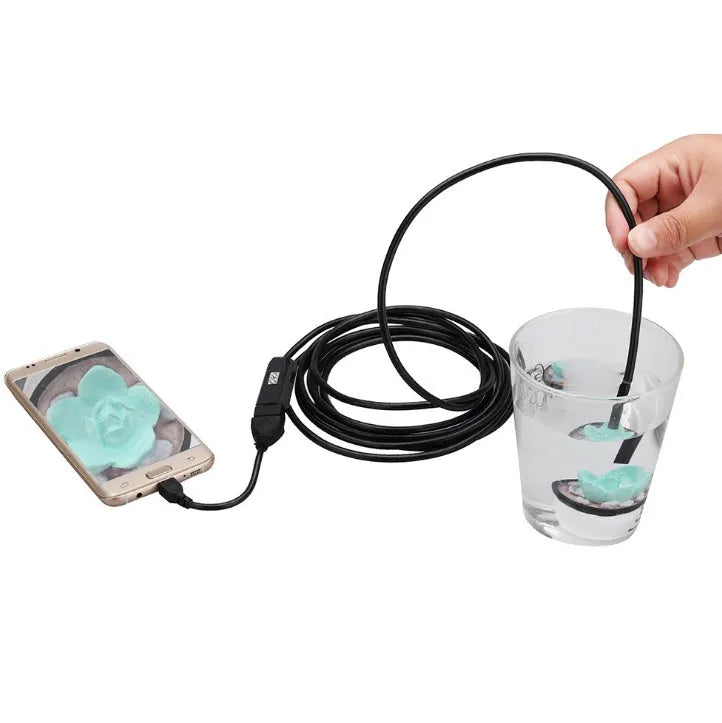 OWSOO USB endoscope inspection camera with 5m cable, LED lights, magnet, and hook attachments