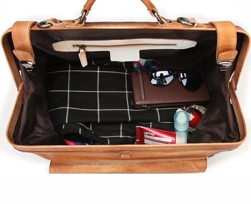 Genuine leather business travel bag Italian crocodile leather 19 inch brown colour